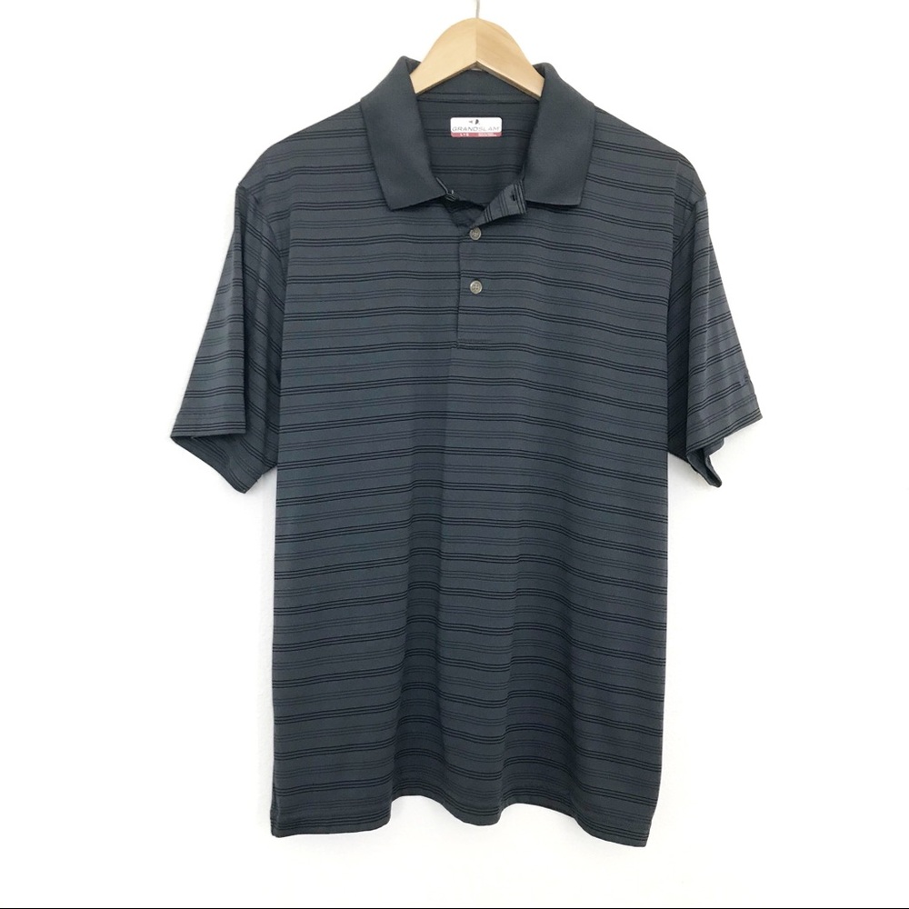 Grand Slam Men's Feeder Stripe Polo Grey